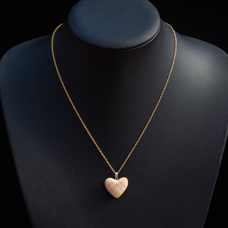 Flame maple heart on a 14k gold filled cable chain - IndiPendants by Graham McPherson (GM)