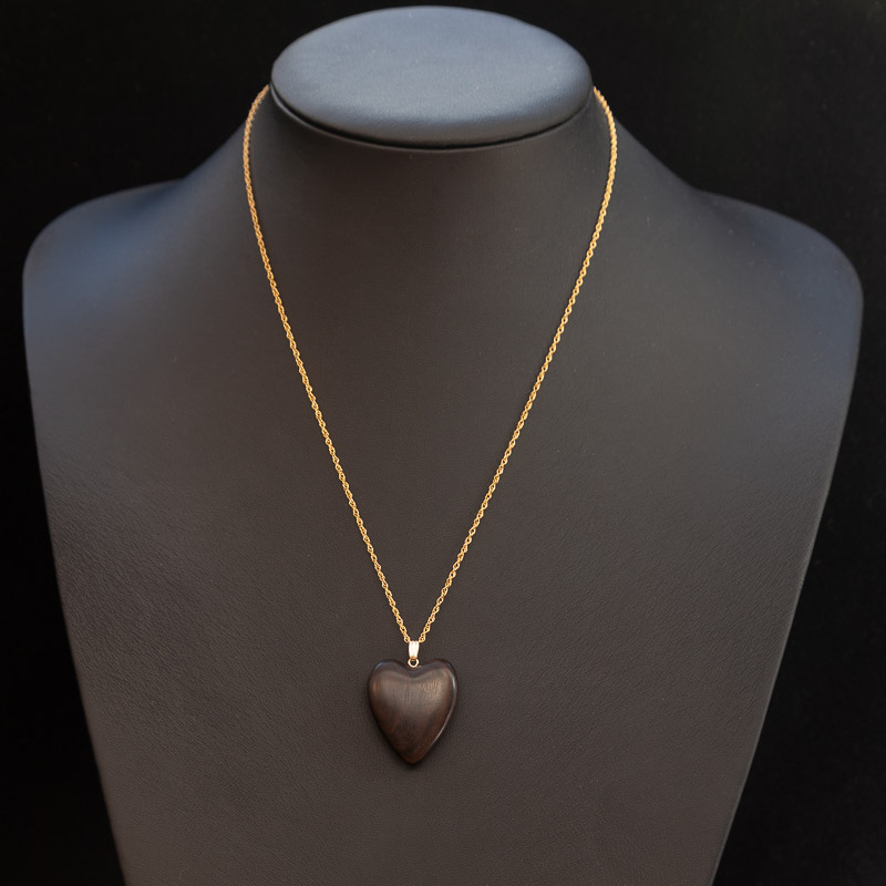 Ebony Heart Pendant on a 14k gold filled rope chain - IndiPendants - 056