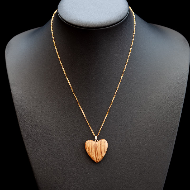 Zebrano Heart Pendant on 14k gold filled chain