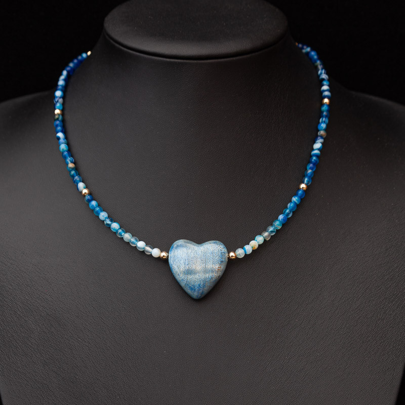 Faded denim blueflame heart pendant by Graham McPherson