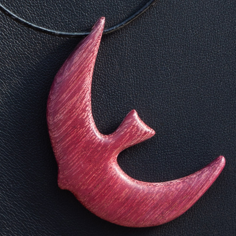 Purpleheart dove pendant on a thong - made by Graham McPherson - IndiPendants