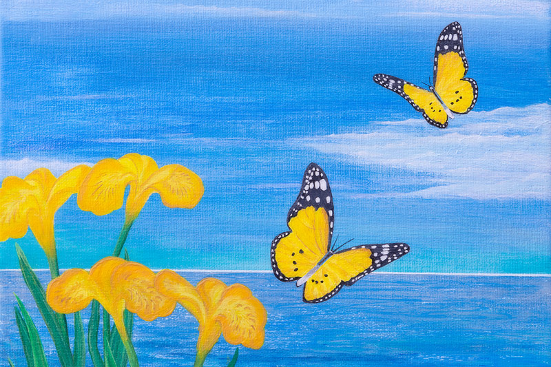 "Onwards" Yellow Butterflies Penny McPherson Art