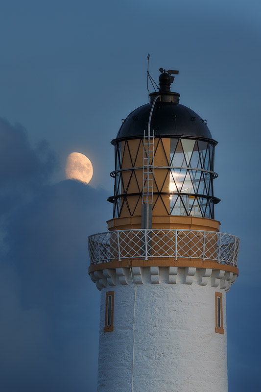 Moon at the Mull of Galloway Lighthouse
